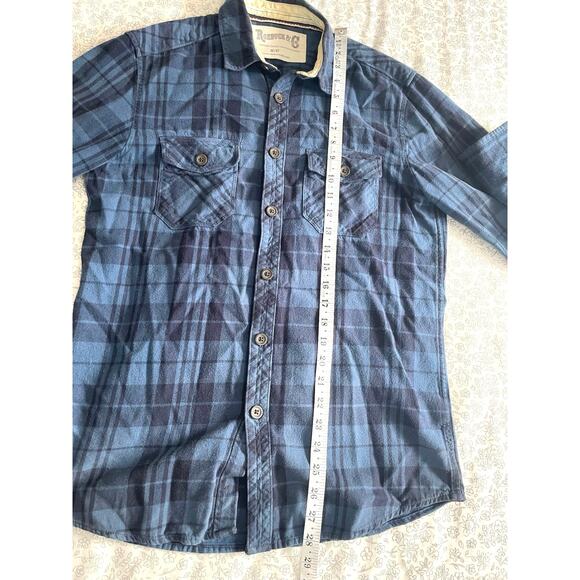 Roebuck & Co Blue Navy Plaid Flannel Shirt Men’s Small - Picture 4 of 6